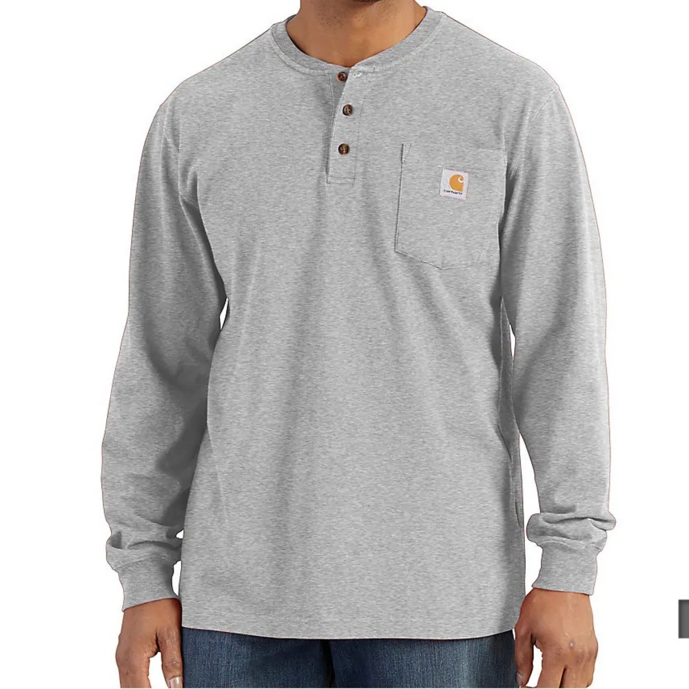 Carhartt Men's Heather Gray Long Sleeve Henley